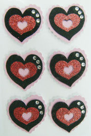 Autoadesivi a forma di del cuore su ordinazione rosa di scintillio stampabili per il giorno di biglietti di S. Valentino